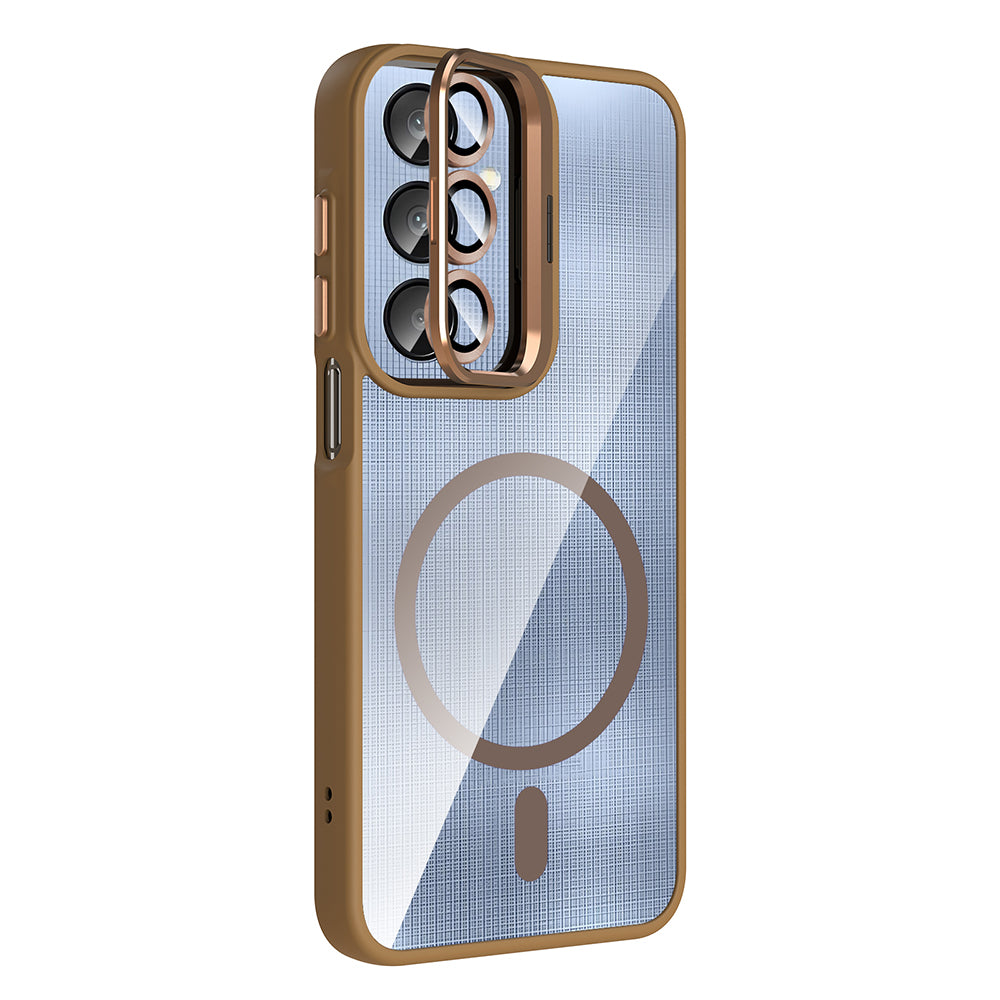 Galaxy A36 Kılıf Standlı ve Kamera Lens Hediyeli Zore Etro Kapak Desert Titanyum
