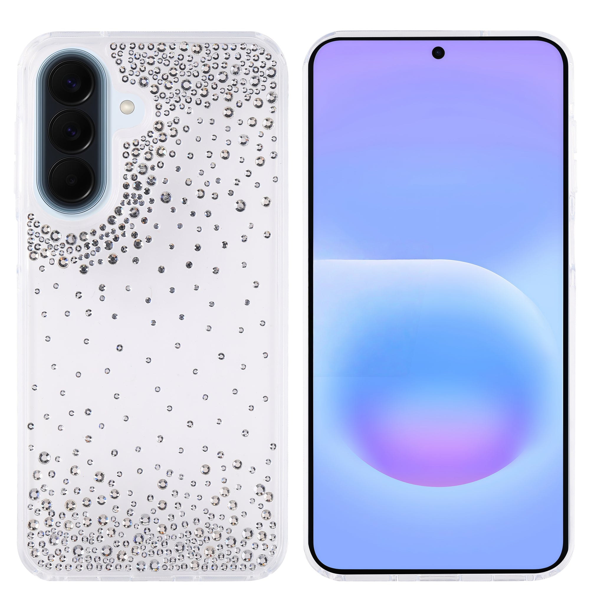 Galaxy A37 Kılıf Airbag Tasarımlı Damla Taşlı Şeffaf Zore Pera Silikon Kapak Siyah
