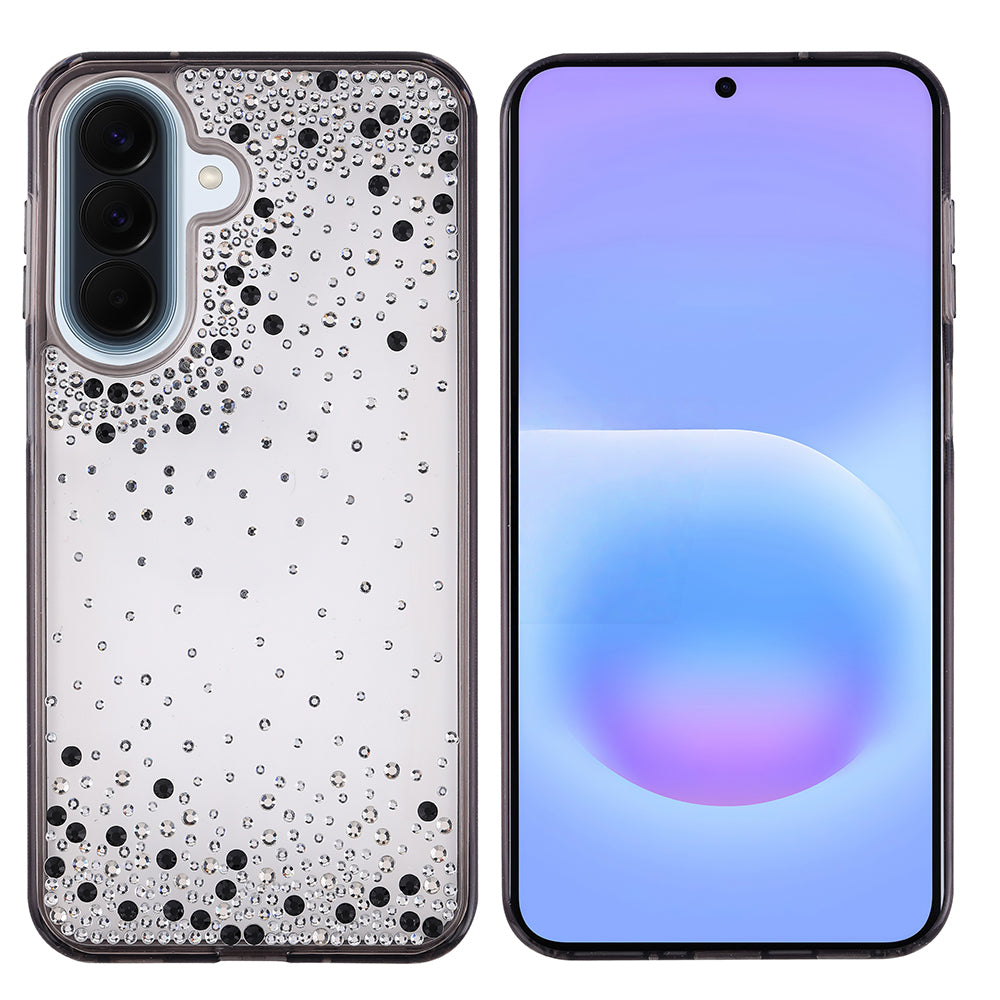 Galaxy A37 Kılıf Airbag Tasarımlı Damla Taşlı Şeffaf Zore Pera Silikon Kapak Siyah