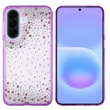 Galaxy A37 Kılıf Airbag Tasarımlı Damla Taşlı Şeffaf Zore Pera Silikon Kapak Mor