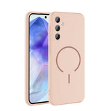 Samsung Galaxy A37 Kılıf M-safe Şarj Özellikli Meta Kapak Rose Pembe