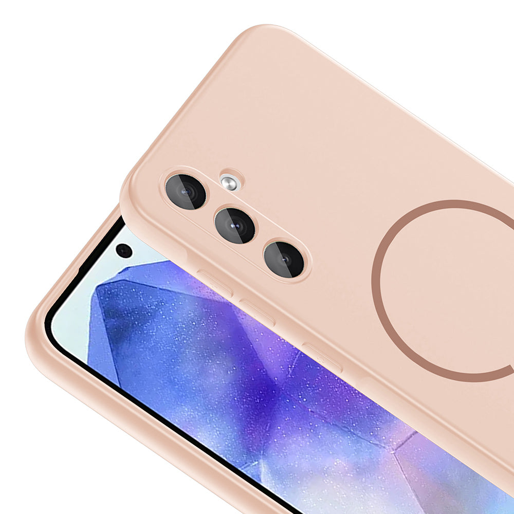 Samsung Galaxy A37 Kılıf M-safe Şarj Özellikli Meta Kapak Rose Pembe