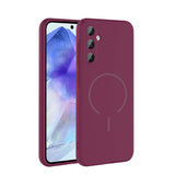Samsung Galaxy A37 Kılıf M-safe Şarj Özellikli Meta Kapak Mürdüm