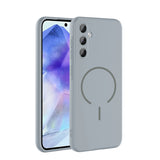 Samsung Galaxy A37 Kılıf M-safe Şarj Özellikli Meta Kapak Titanyum-Gri