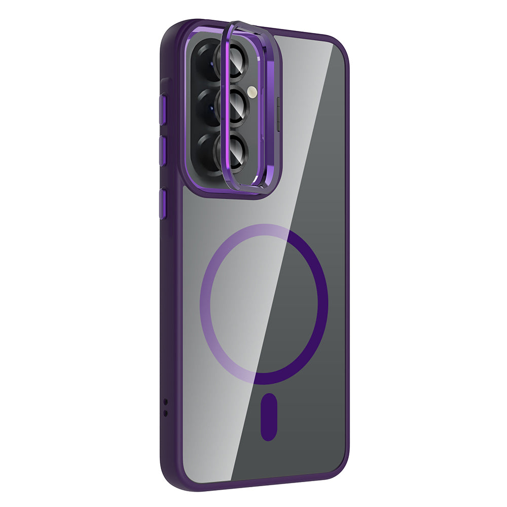 Galaxy A37 Kılıf Standlı ve Kamera Lens Hediyeli Zore Etro Kapak Derin Mor