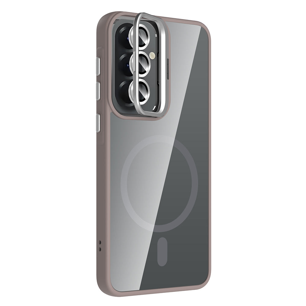 Galaxy A37 Kılıf Standlı ve Kamera Lens Hediyeli Zore Etro Kapak Gri