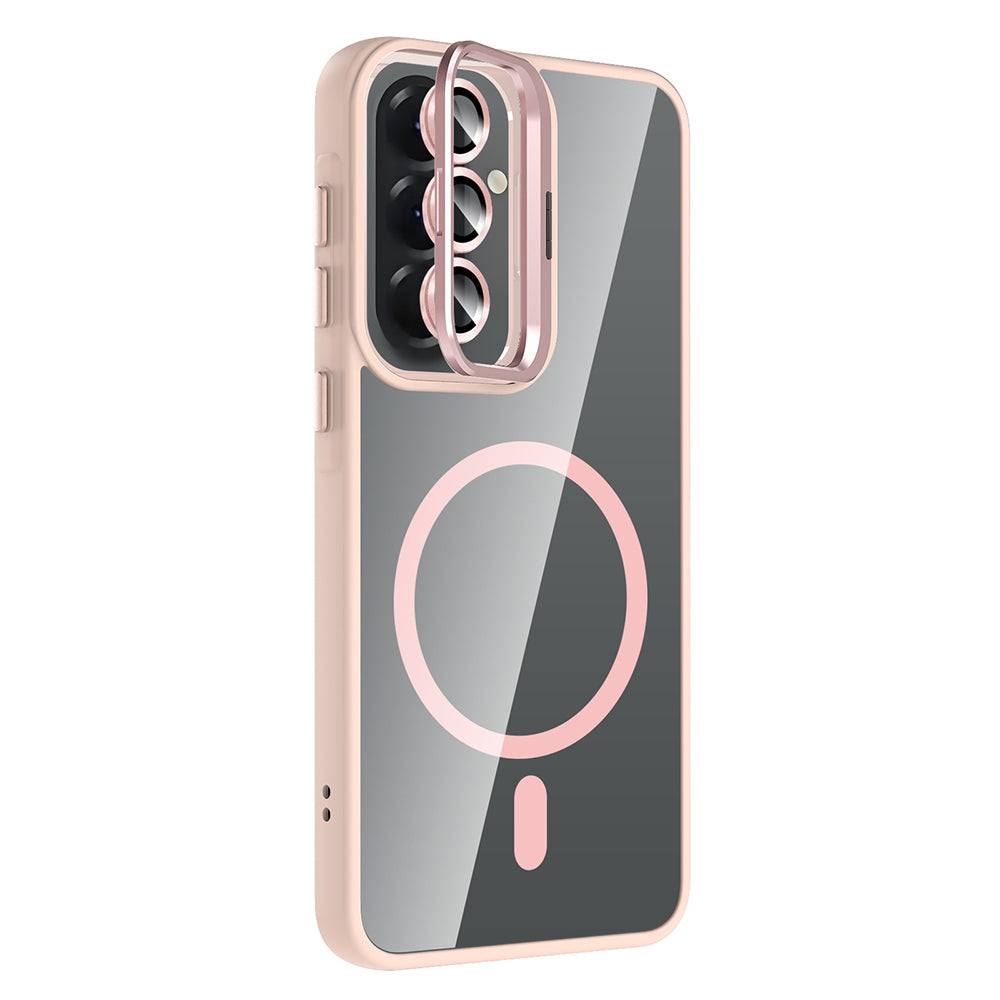 Galaxy A37 Kılıf Standlı ve Kamera Lens Hediyeli Zore Etro Kapak Pembe