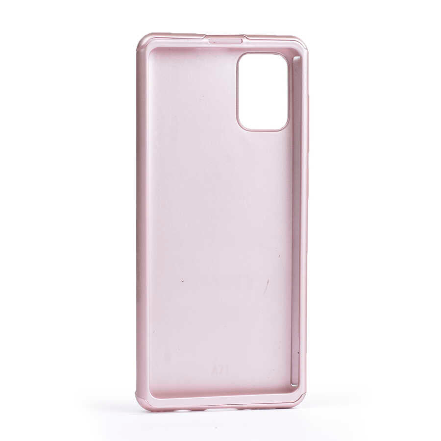 Galaxy A51 Kılıf Zore 360 3 Parçalı Rubber Kapak Rose Gold