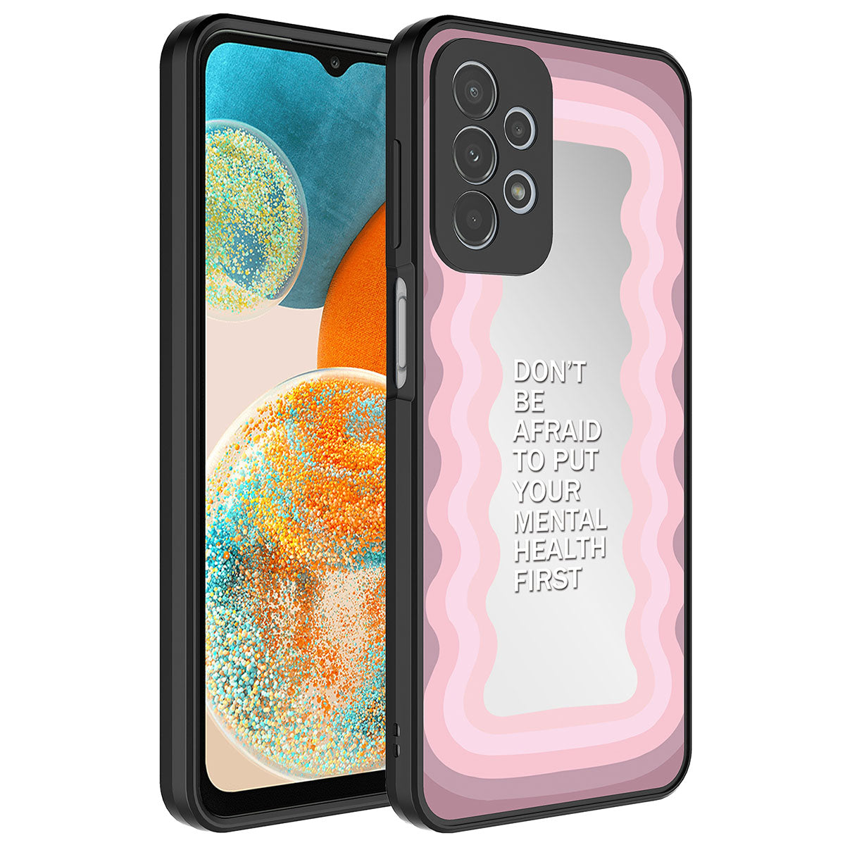Galaxy A53 5G Kılıf Aynalı Desenli Kamera Korumalı Parlak Zore Mirror Kapak Kalp