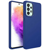 Galaxy A53 5G Kılıf Metal Çerçeve ve Buton Tasarımlı Silikon Zore Luna Kapak Lacivert