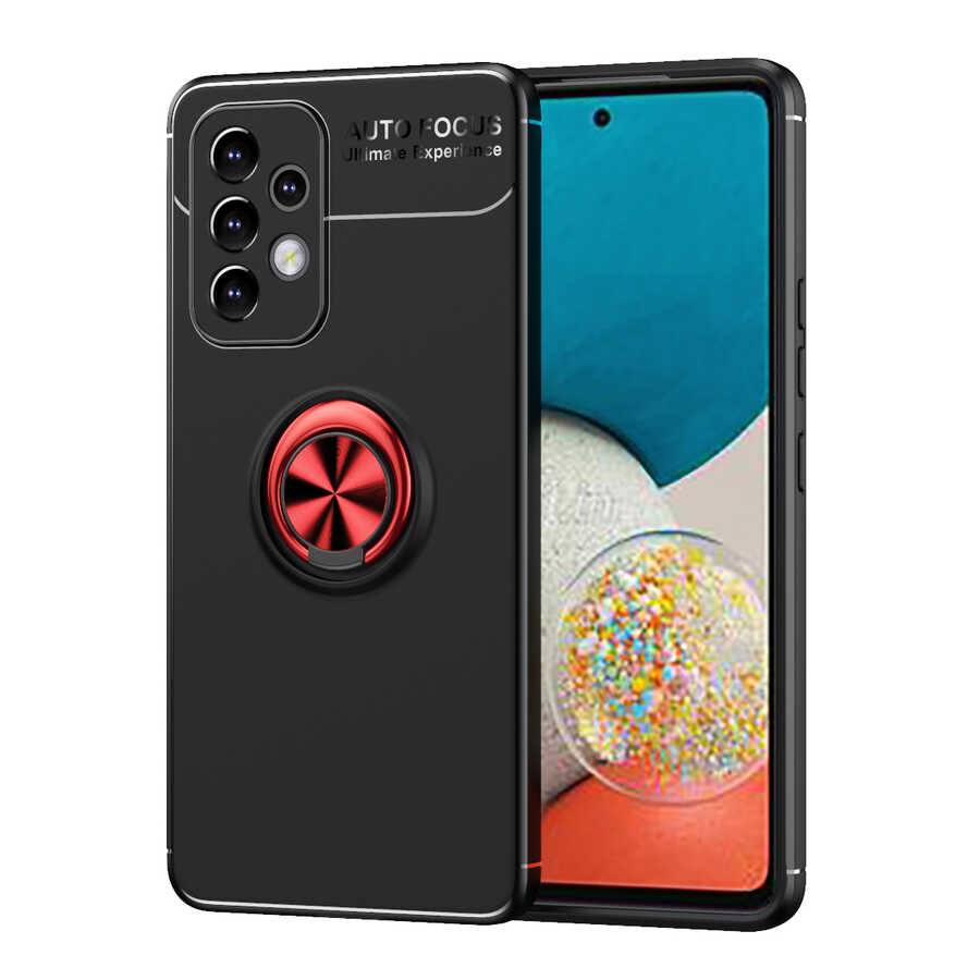 Galaxy A53 5G Kılıf Zore Ravel Silikon Kapak Siyah-Kırmızı