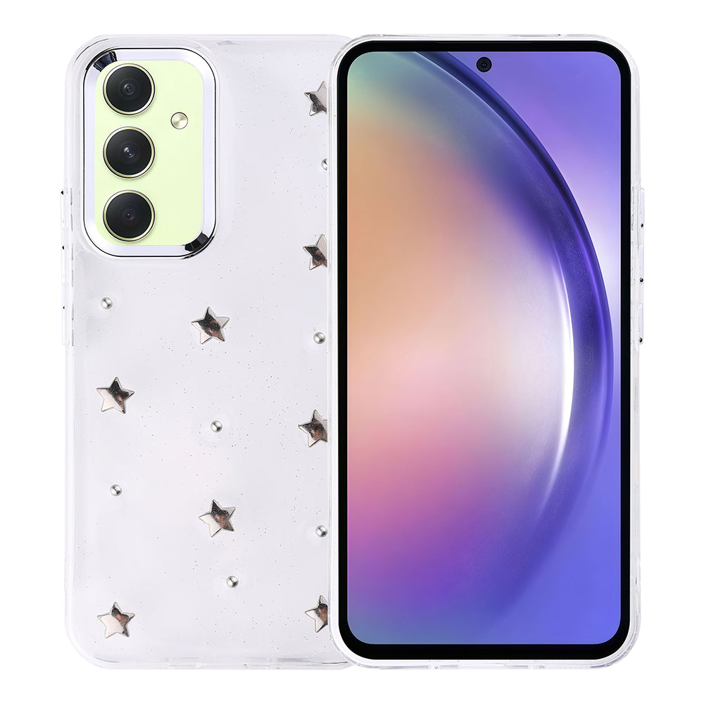 Galaxy A54 Kılıf Airbag Tasarımlı Simli Şeffaf Zore Kutup Kapak Yıldız