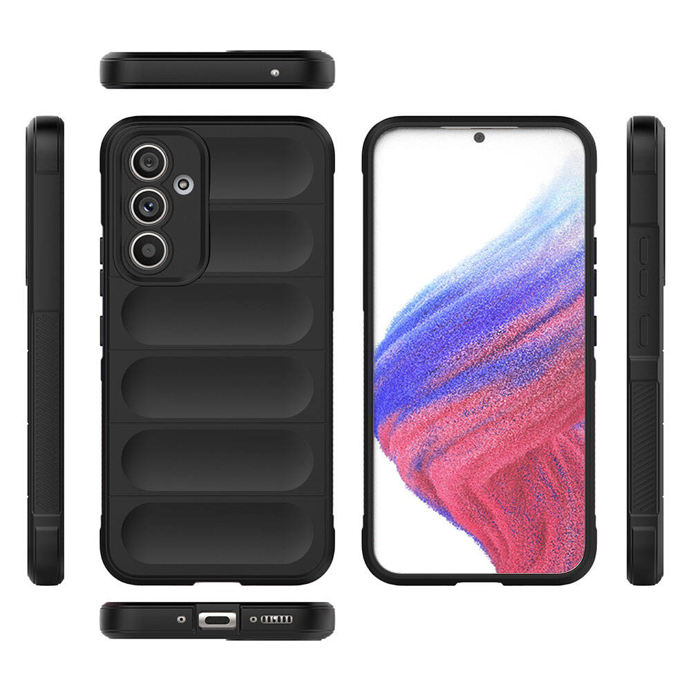 Galaxy A54 Kılıf Esnek TPU Oyuklu Arka Yüzey Tasarımlı Zore Etnik Silikon Kapak Siyah
