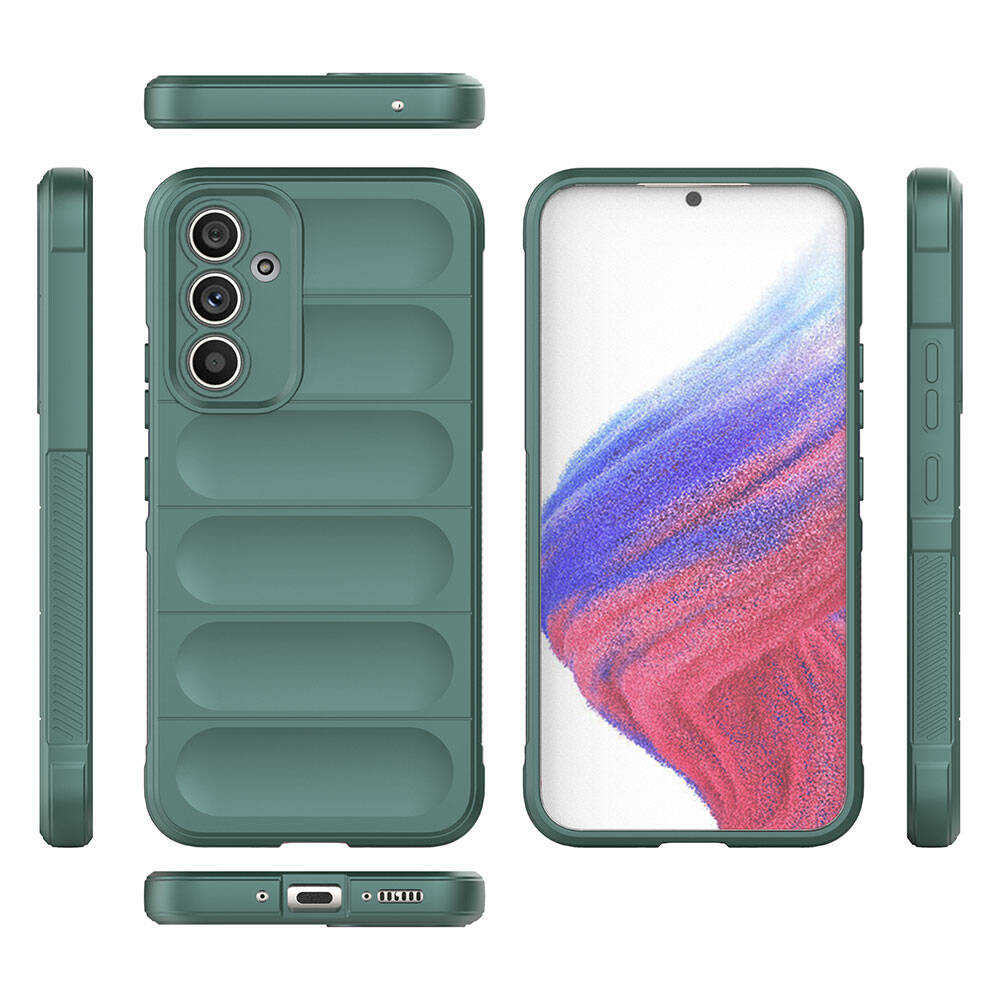 Galaxy A54 Kılıf Esnek TPU Oyuklu Arka Yüzey Tasarımlı Zore Etnik Silikon Kapak Koyu Yeşil