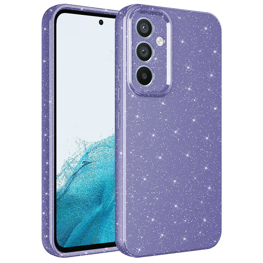 Galaxy A54 Kılıf Kamera Korumalı Simli Lüks Zore Koton Kapak Lila
