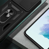 Galaxy A54 Kılıf Magnetik Standlı Kamera Korumalı Zore Sürgülü Vega Kapak Siyah