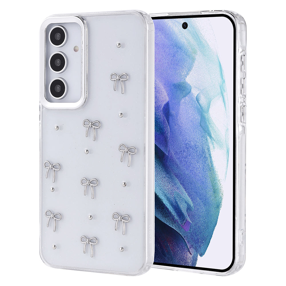 Galaxy A55 Kılıf Airbag Tasarımlı Simli Şeffaf Zore Kutup Kapak Kiraz