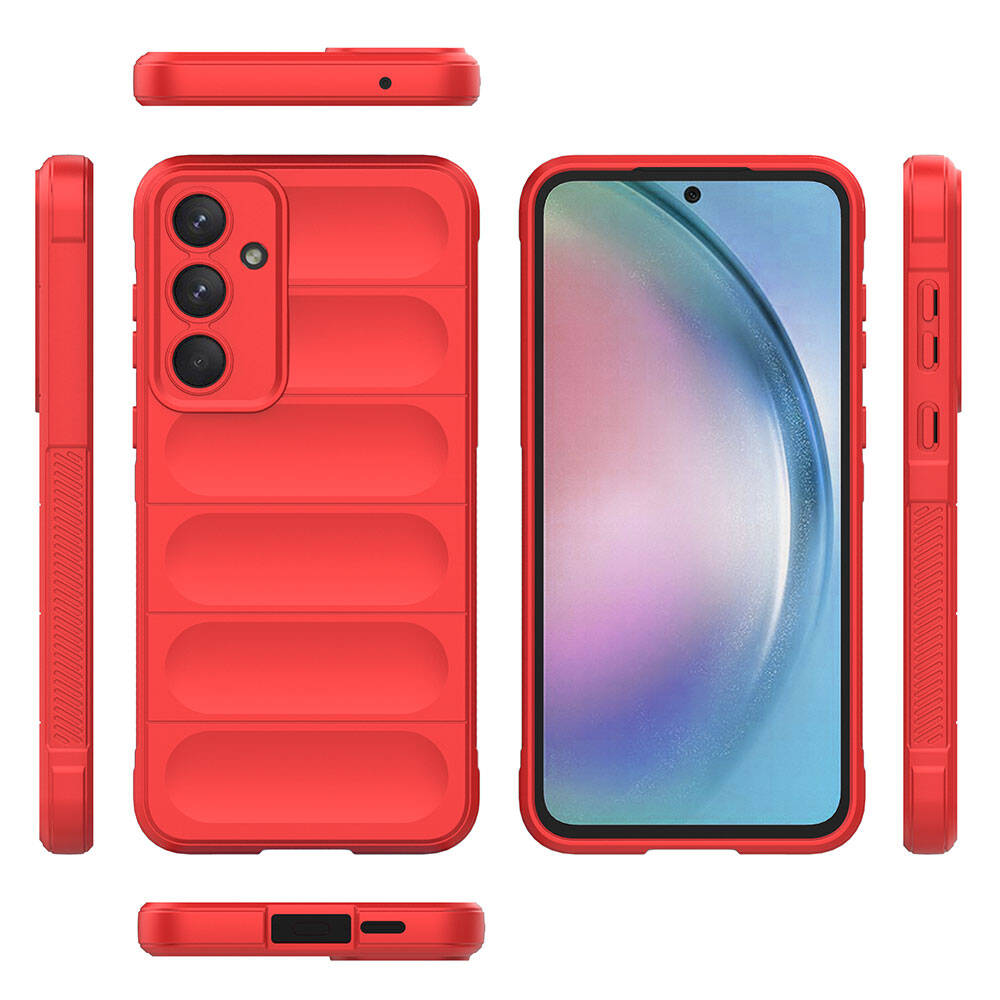 Galaxy A55 Kılıf Esnek TPU Oyuklu Arka Yüzey Tasarımlı Zore Etnik Silikon Kapak Kırmızı