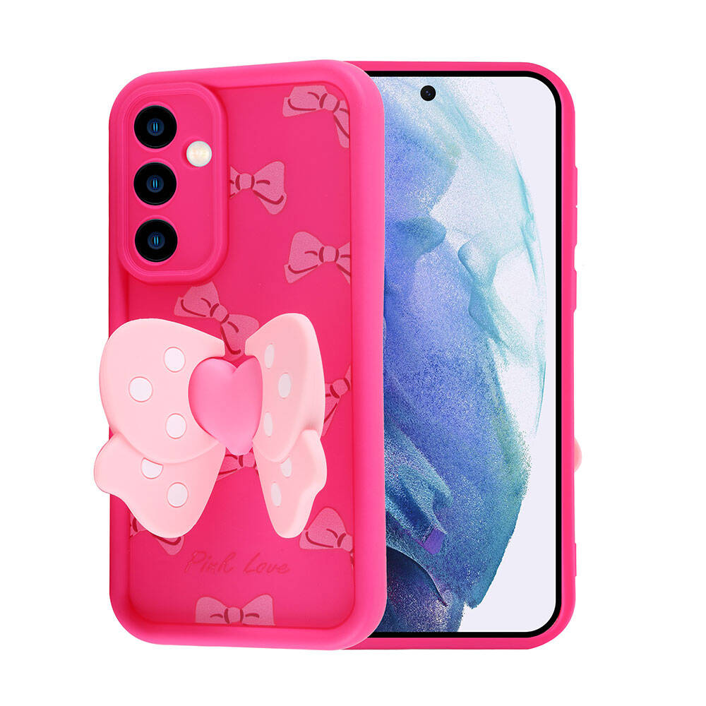 Galaxy A55 Kılıf Kamera Korumalı Figür Tasarımlı Zore Kapya Kapak Pembe Açık
