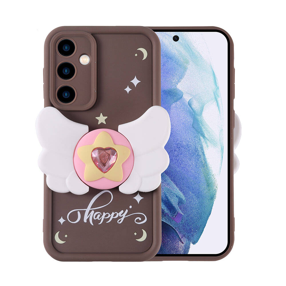 Galaxy A55 Kılıf Kamera Korumalı Figür Tasarımlı Zore Kapya Kapak Pembe Koyu