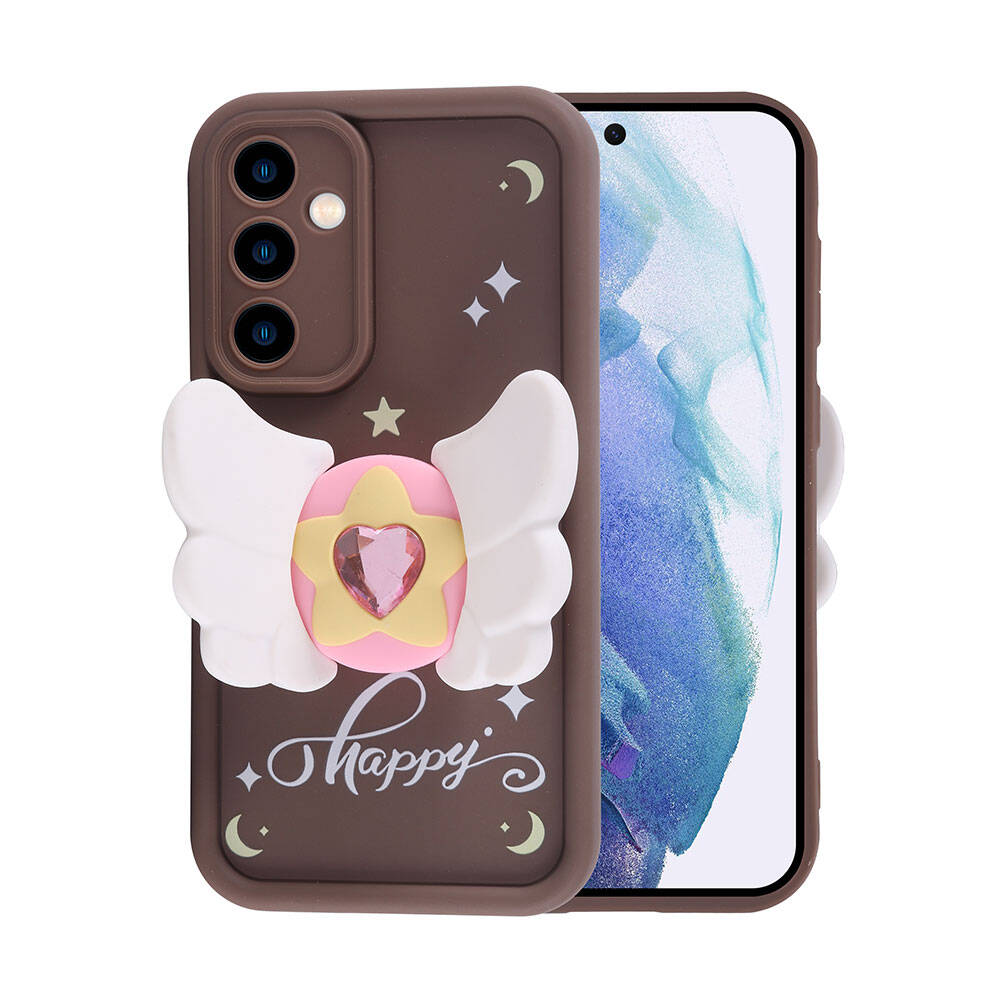 Galaxy A55 Kılıf Kamera Korumalı Figür Tasarımlı Zore Kapya Kapak Pembe Koyu