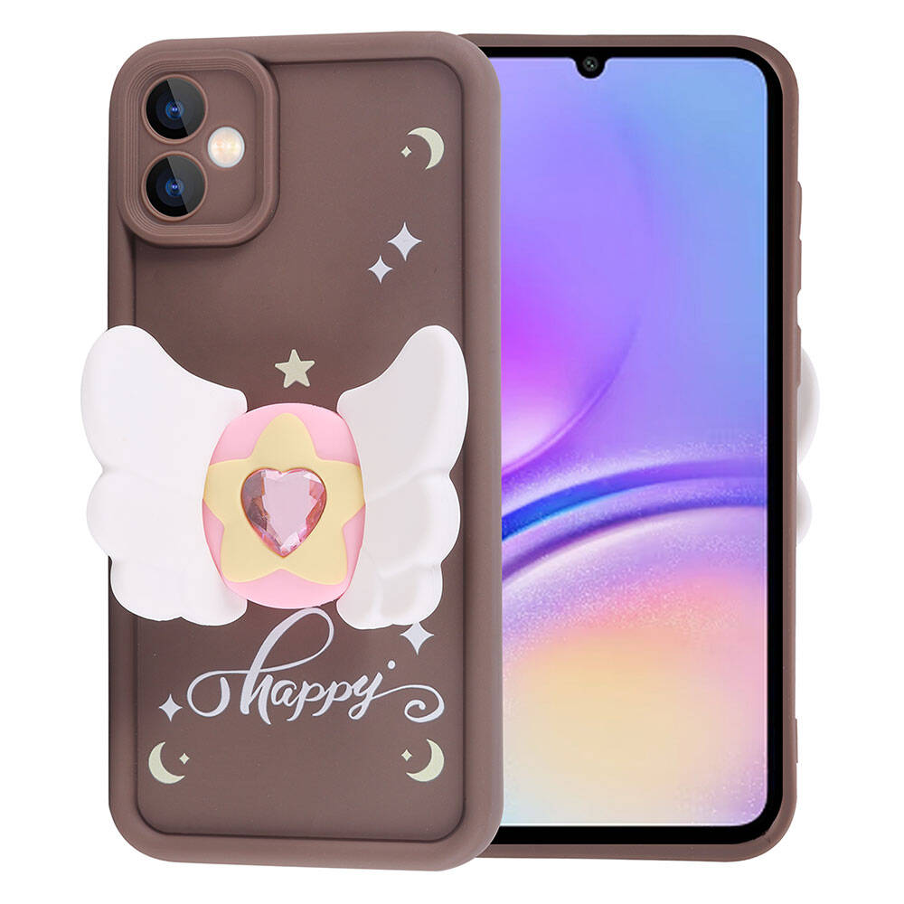 Galaxy A05 Kılıf Kamera Korumalı Figür Tasarımlı Zore Kapya Kapak Pembe Açık