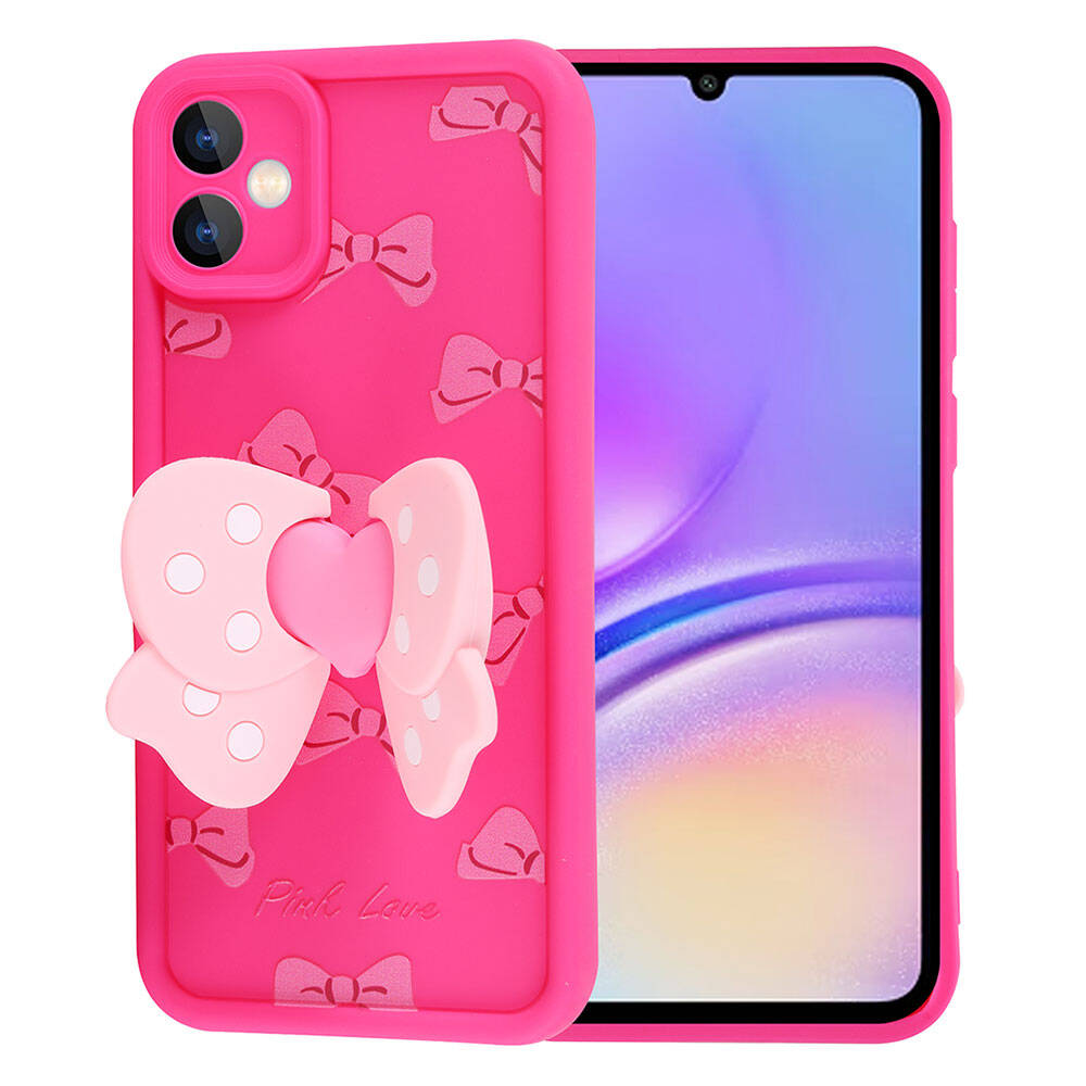 Galaxy A05 Kılıf Kamera Korumalı Figür Tasarımlı Zore Kapya Kapak Pembe Açık