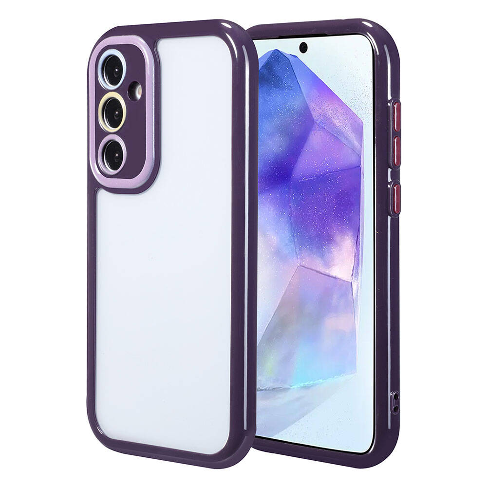 Galaxy A55 Kılıf Kamera Korumalı Renkli Kenar ve Çerçeve Tasarımlı Zore Vitamin Kapak Siyah