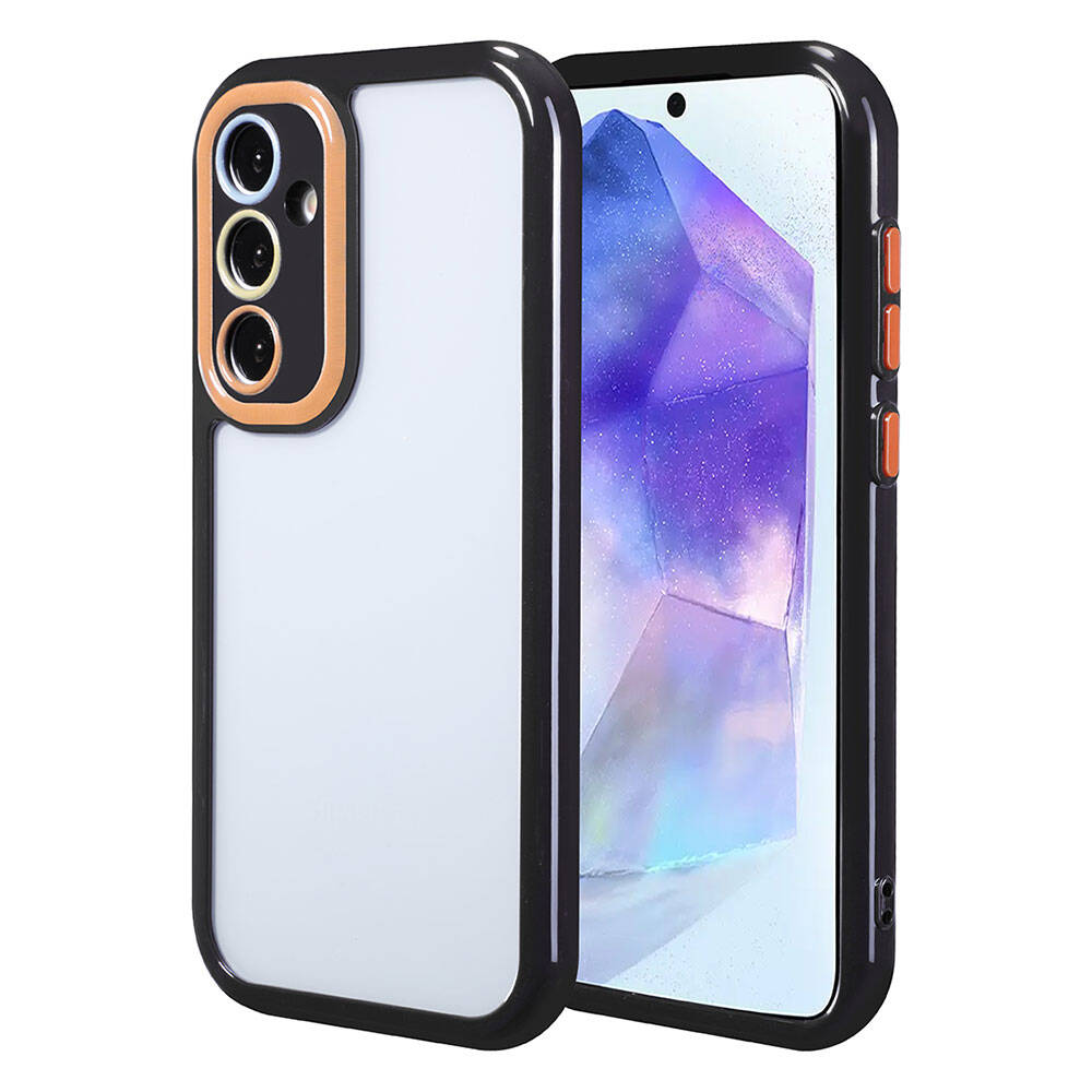 Galaxy A55 Kılıf Kamera Korumalı Renkli Kenar ve Çerçeve Tasarımlı Zore Vitamin Kapak Siyah