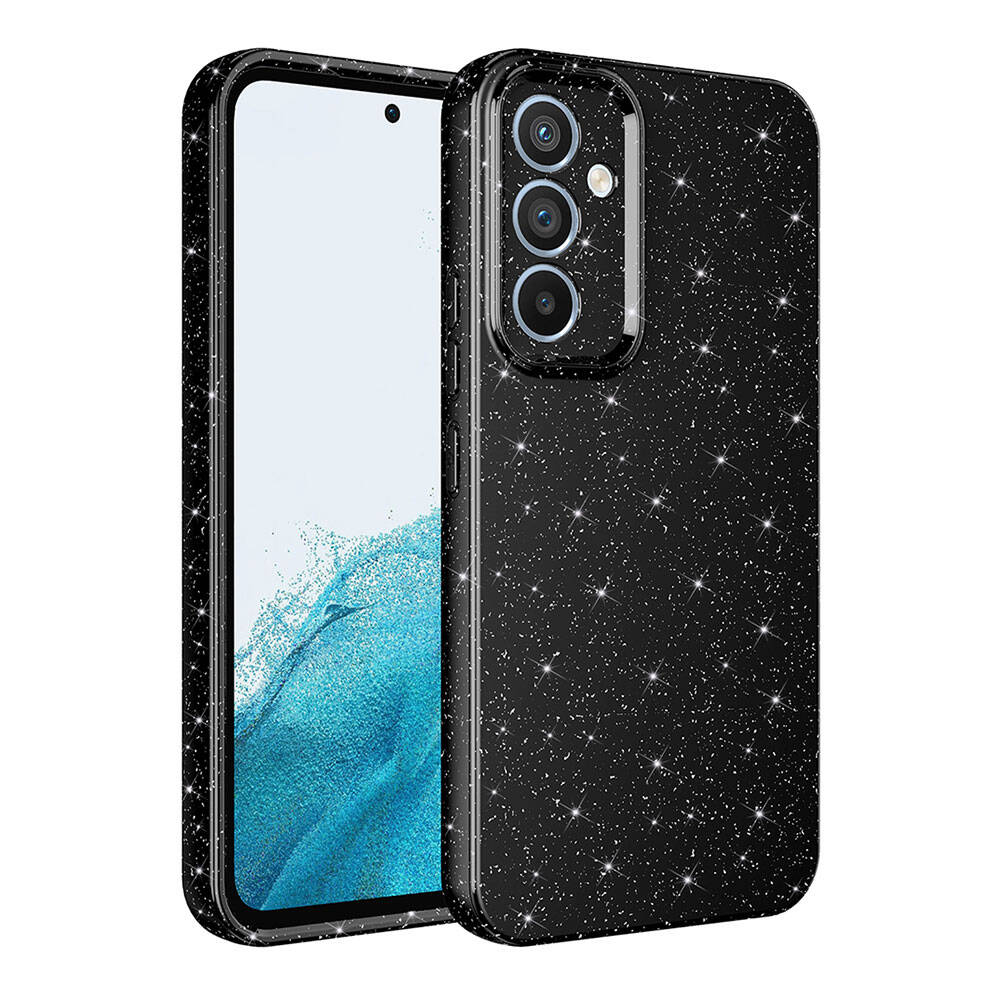 Galaxy A55 Kılıf Kamera Korumalı Simli Lüks Zore Koton Kapak Pembe Koyu
