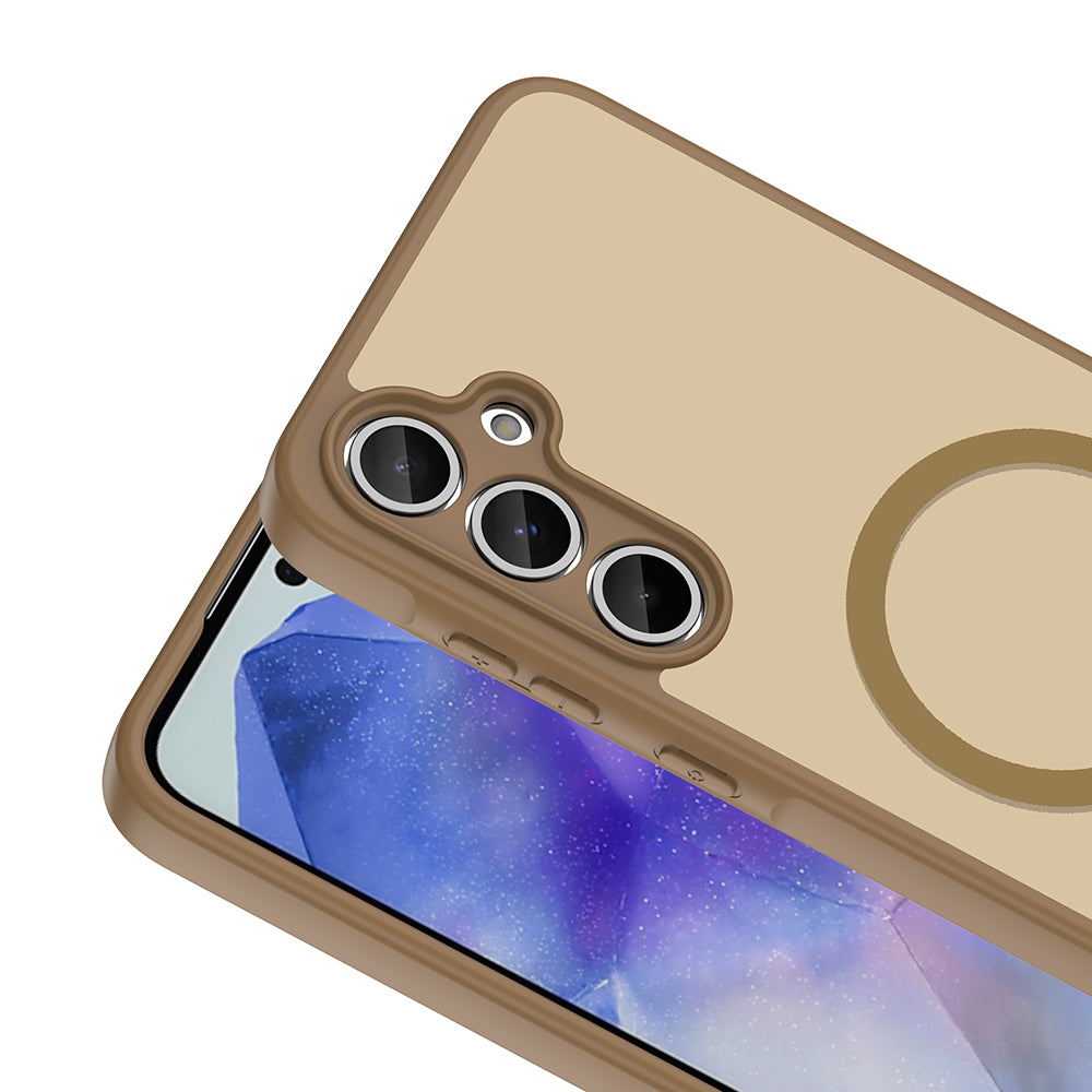 Galaxy A55 Kılıf M-safe Şarj Özellikli Zore Babet Kapak Kahverengi