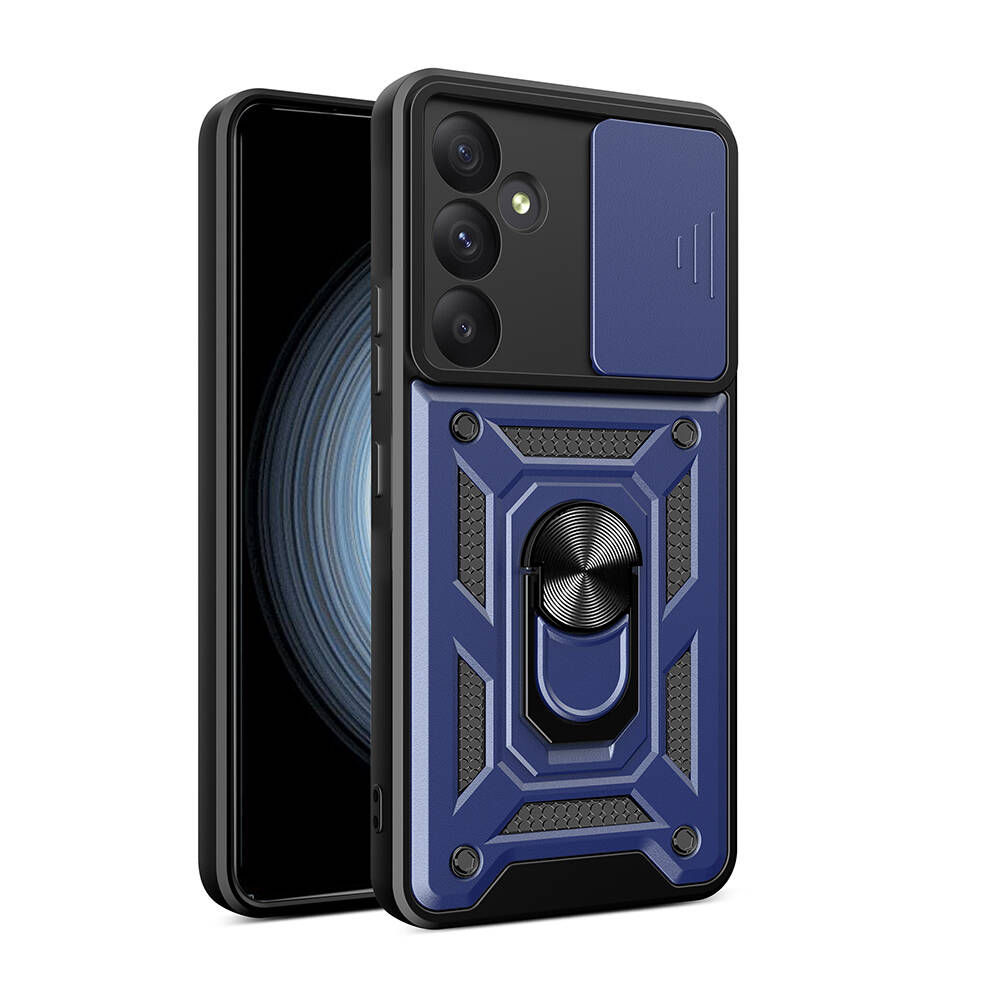 Galaxy A55 Kılıf Magnetik Standlı Kamera Korumalı Zore Sürgülü Vega Kapak Siyah