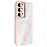 Galaxy A55 Kılıf Standlı ve Kamera Lens Hediyeli M-Safe Şarj Özellikli Zore Etro Kapak Siyah