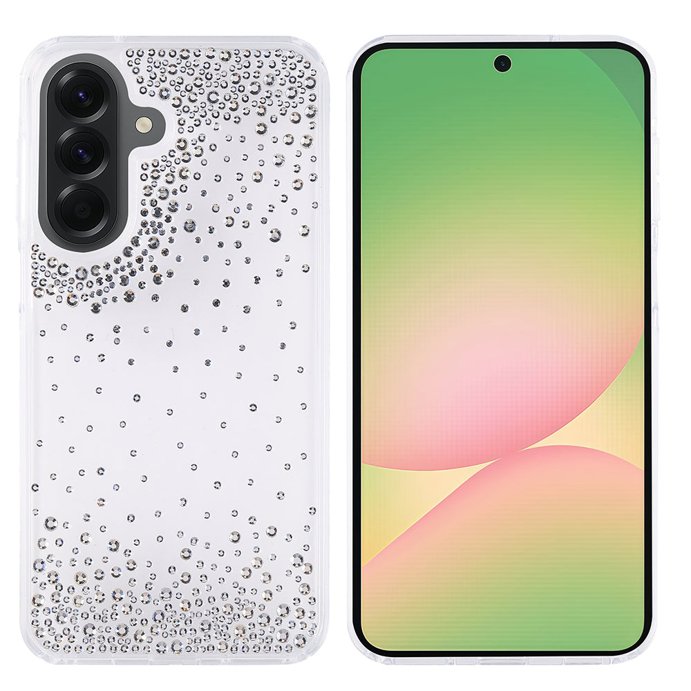 Galaxy A56 Kılıf Airbag Tasarımlı Damla Taşlı Şeffaf Zore Pera Silikon Kapak Siyah