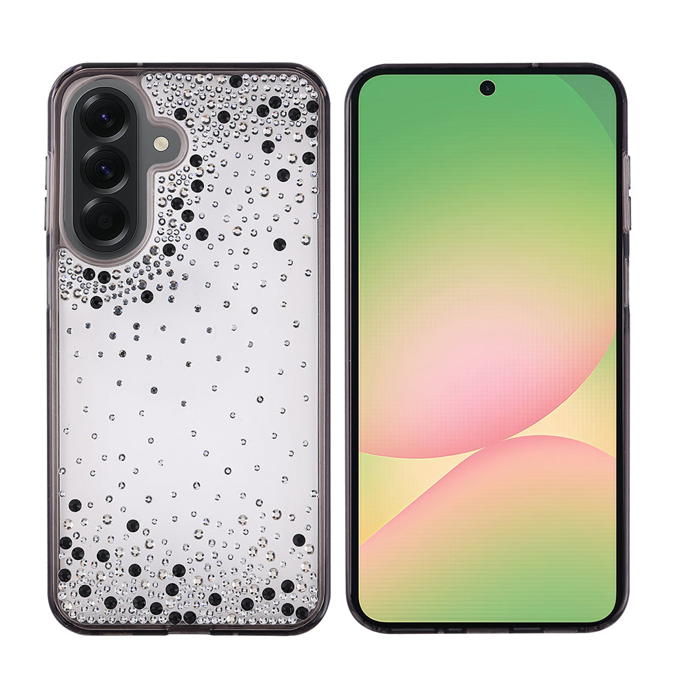 Galaxy A56 Kılıf Airbag Tasarımlı Damla Taşlı Şeffaf Zore Pera Silikon Kapak Siyah