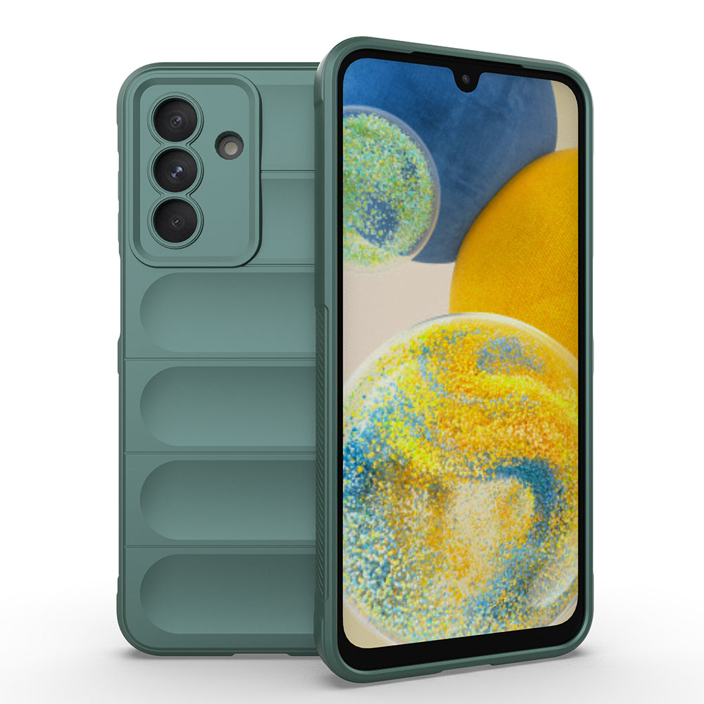 Galaxy A56 Kılıf Esnek TPU Oyuklu Arka Yüzey Tasarımlı Etnik Silikon Kapak Koyu Yeşil