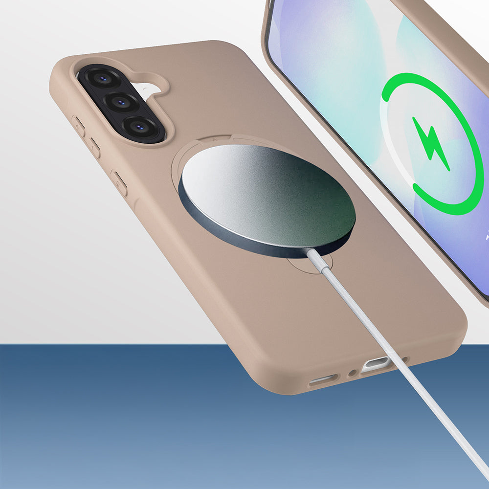 Galaxy A56 Kılıf M-safe Şarj Özellikli Standlı Zore Samara Kapak Titanyum-Gri