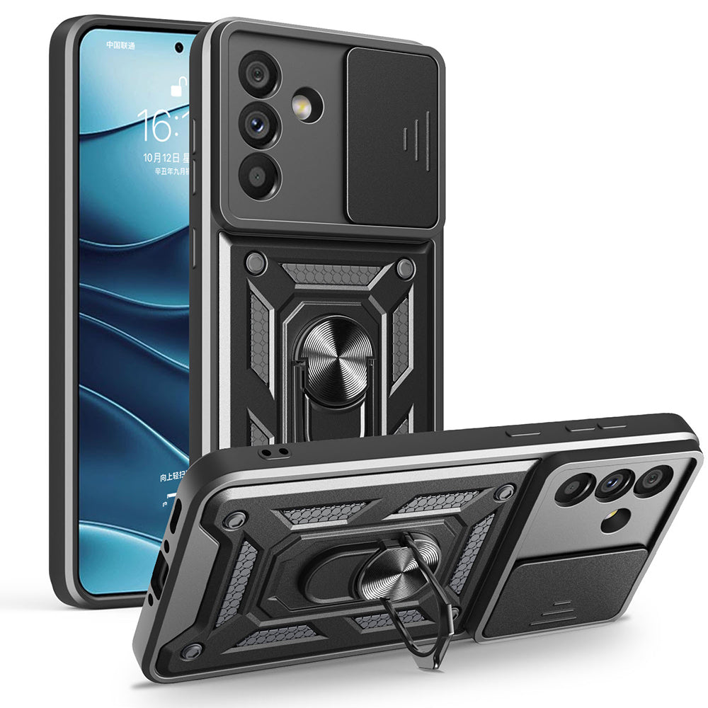Galaxy A56 Kılıf Magnetik Standlı Kamera Korumalı Zore Sürgülü Vega Kapak Mavi