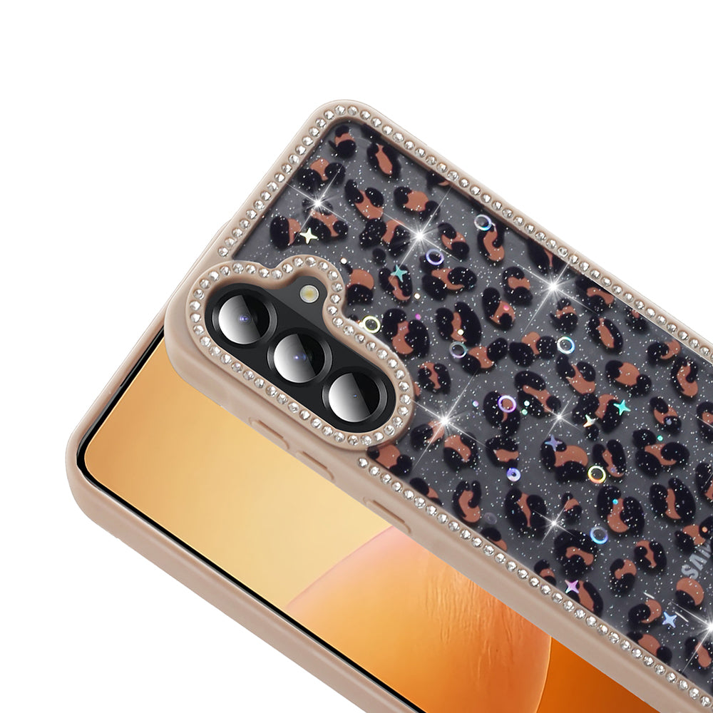 Galaxy A56 Kılıf Taşlı ve Simli Tasarım Zore Azra Kapak Pembe