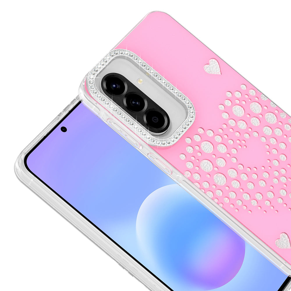 Galaxy A57 Kılıf Damla Taşlı Zore Rivas Sert PC Kapak Pembe