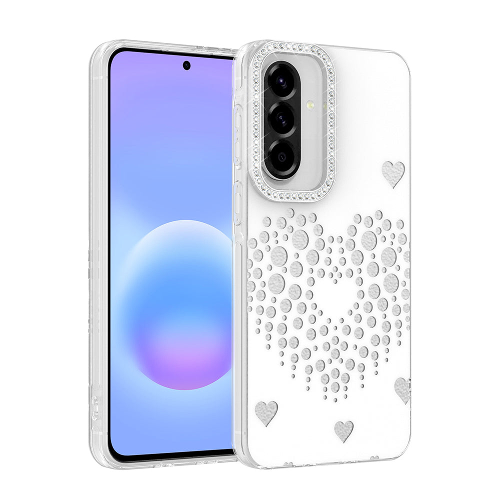 Galaxy A57 Kılıf Damla Taşlı Zore Rivas Sert PC Kapak Beyaz