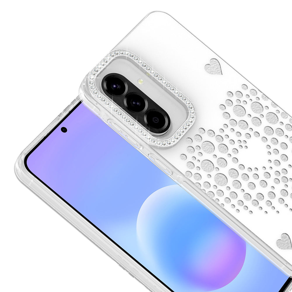 Galaxy A57 Kılıf Damla Taşlı Zore Rivas Sert PC Kapak Beyaz