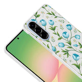Galaxy A57 Kılıf Kamera Korumalı Desenli Zore Klip Kapak Mavi Lale