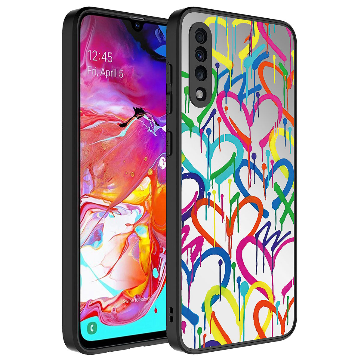 Galaxy A70 Kılıf Aynalı Desenli Kamera Korumalı Parlak Zore Mirror Kapak Kalp