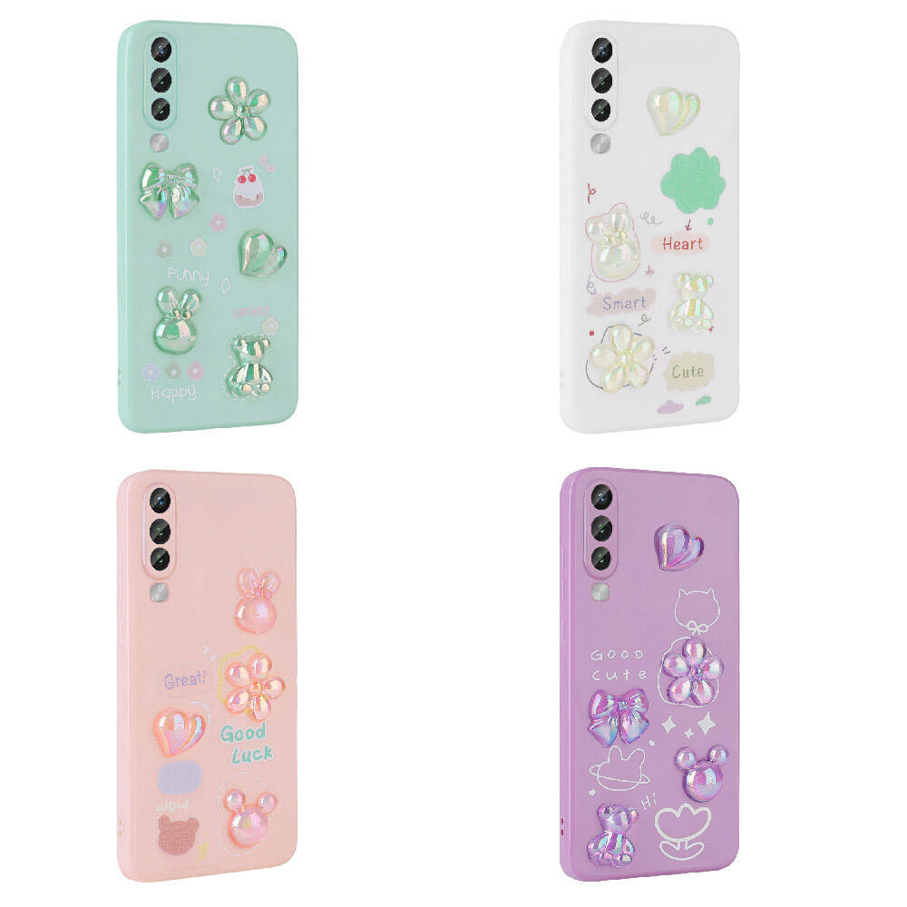 Galaxy A70 Kılıf Kabartma Figürlü Parlak Zore Toys Silikon Kapak Mor