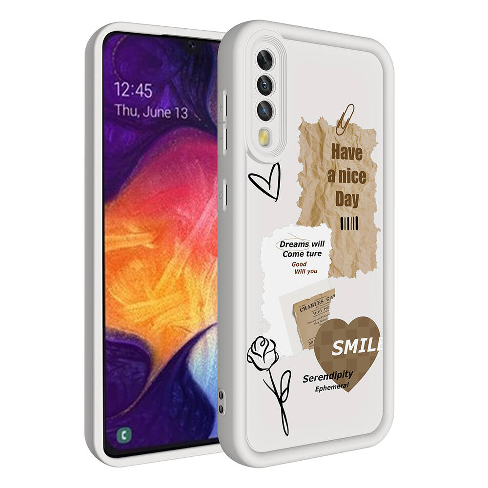 Galaxy A70 Kılıf Kamera Korumalı Baskılı Arka Yüzey Zore Klas Kapak Koyu Kahve