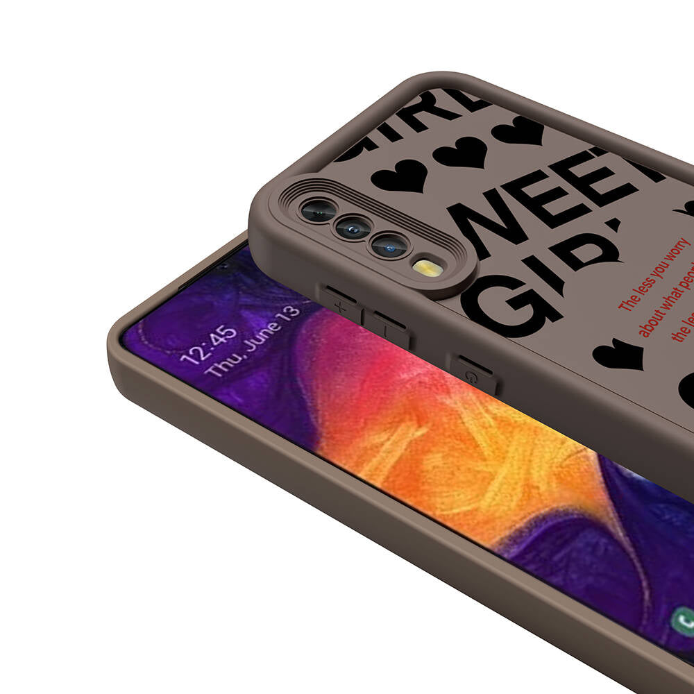Galaxy A70 Kılıf Kamera Korumalı Baskılı Arka Yüzey Zore Klas Kapak Koyu Kahve