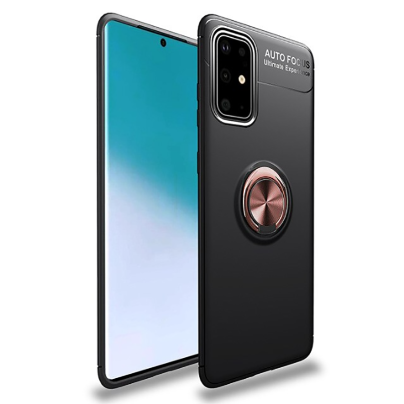 Galaxy A71 Kılıf Zore Ravel Silikon Kapak Siyah-Rose Gold