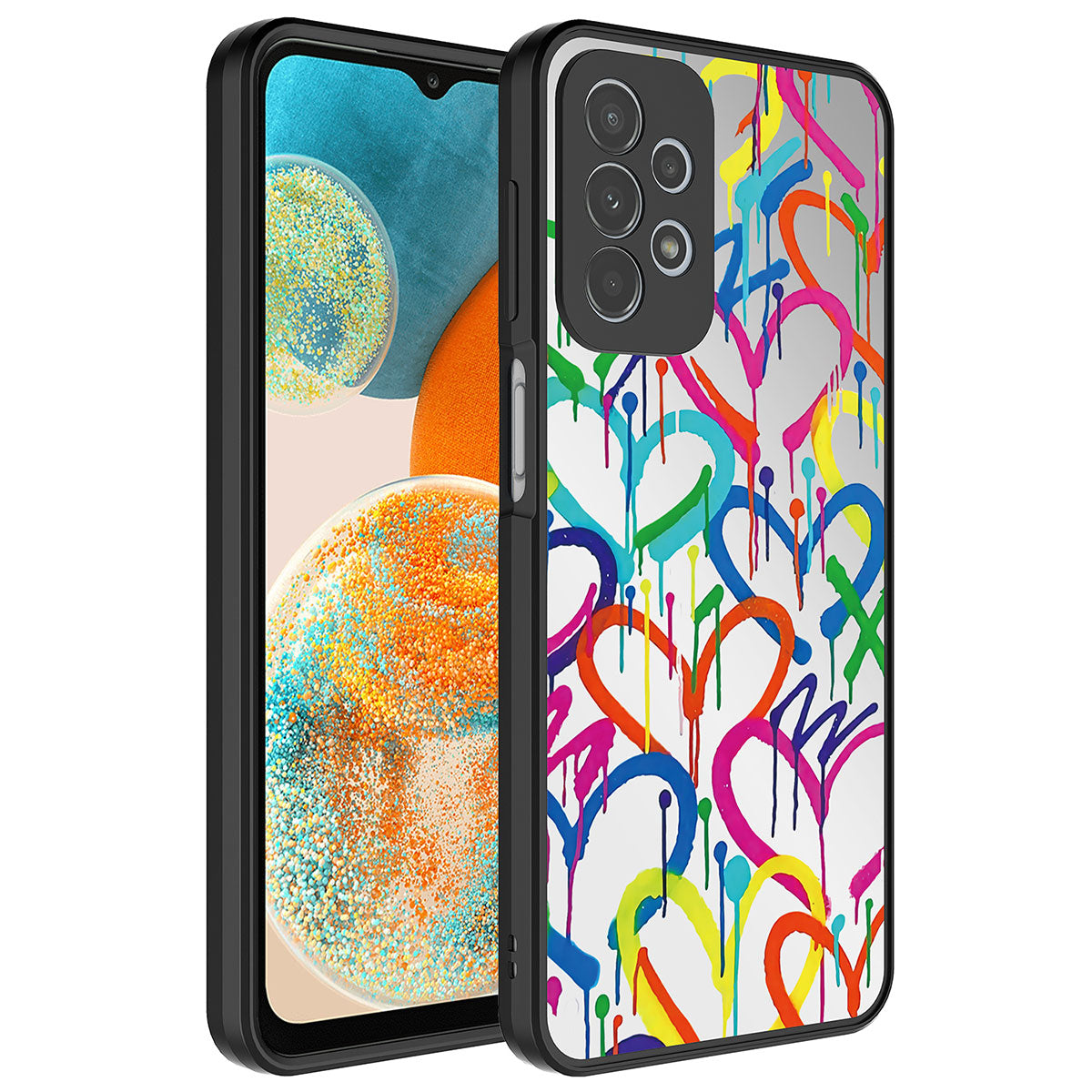 Galaxy A72 Kılıf Aynalı Desenli Kamera Korumalı Parlak Zore Mirror Kapak Kalp