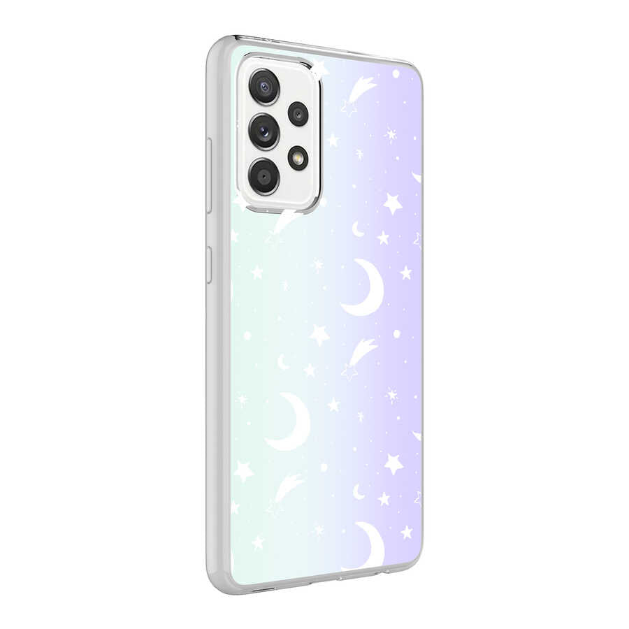 Galaxy A72 Kılıf Zore M-Blue Desenli Kapak Cow No2